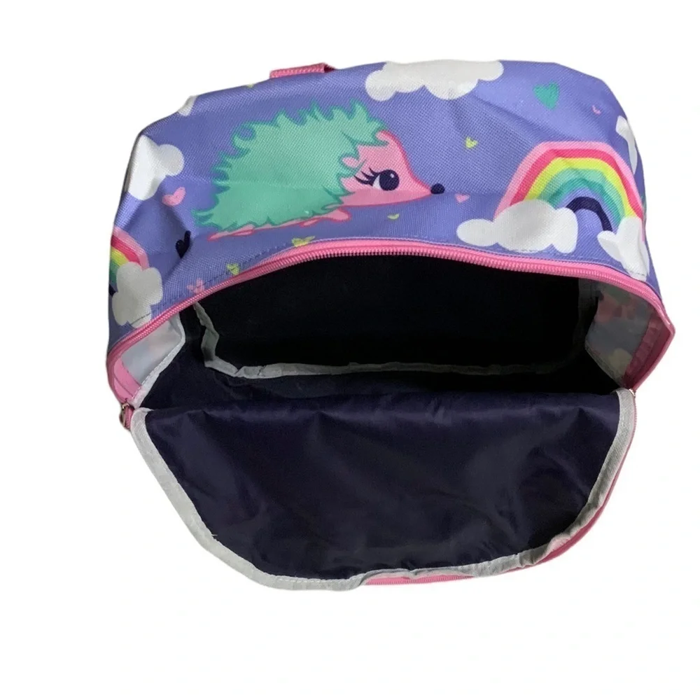 Trailmaker Girls' Rainbow Backpack Adjustable Padded Straps Purple Blue 17 inch
